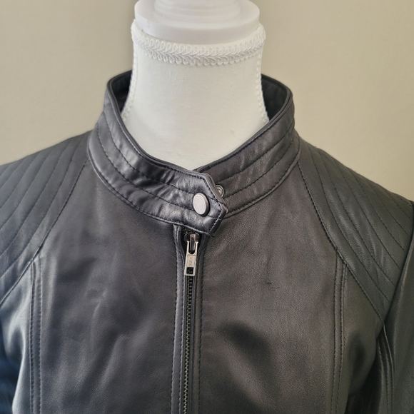 Bh Sophisticates Black Lamb Leather Jacket Blazer Moto NEW Size M #1268 - Picture 6 of 16